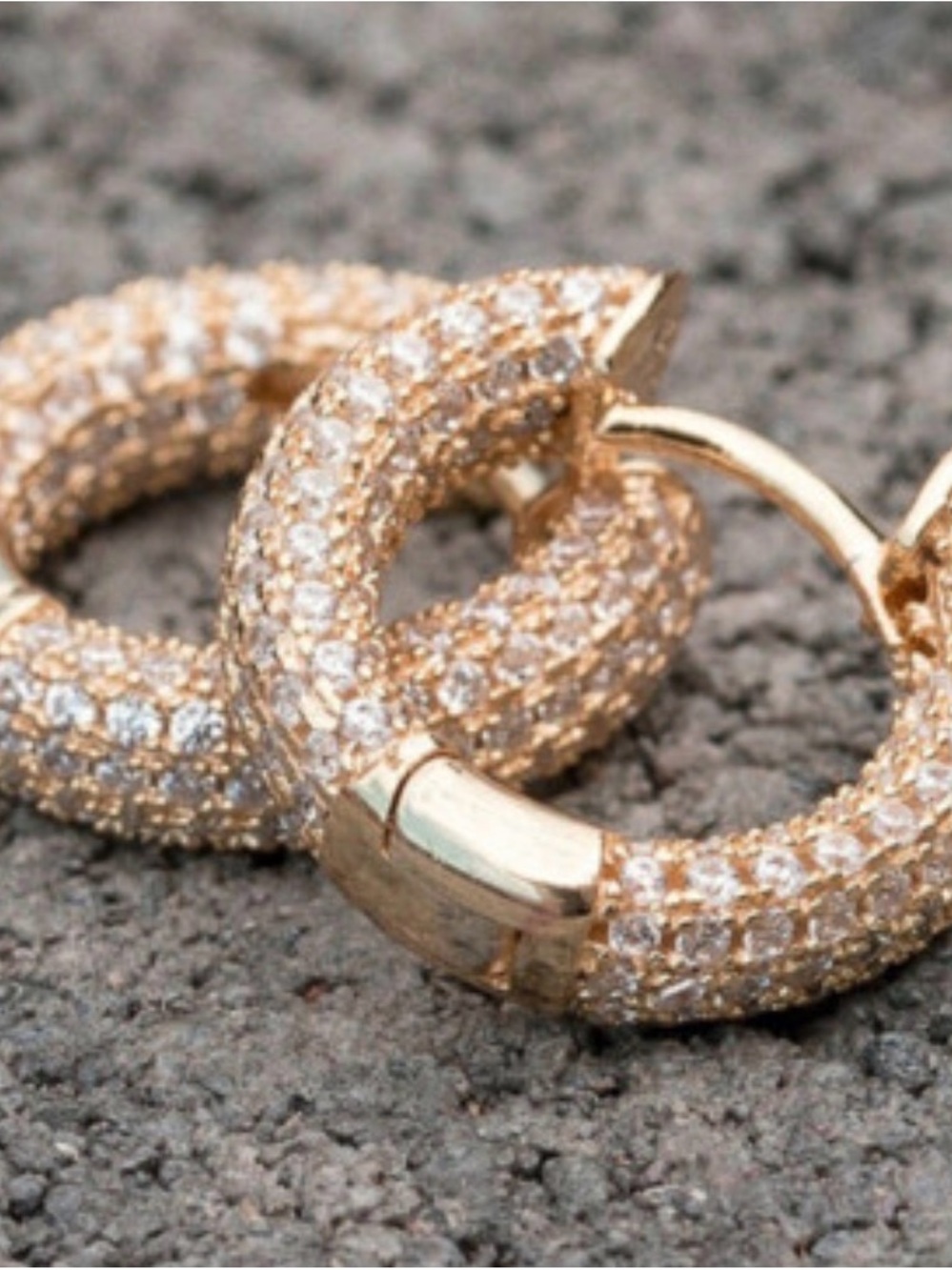 Gold Pave Crystal Hoop Earrings - Elegant Women's Jewelry